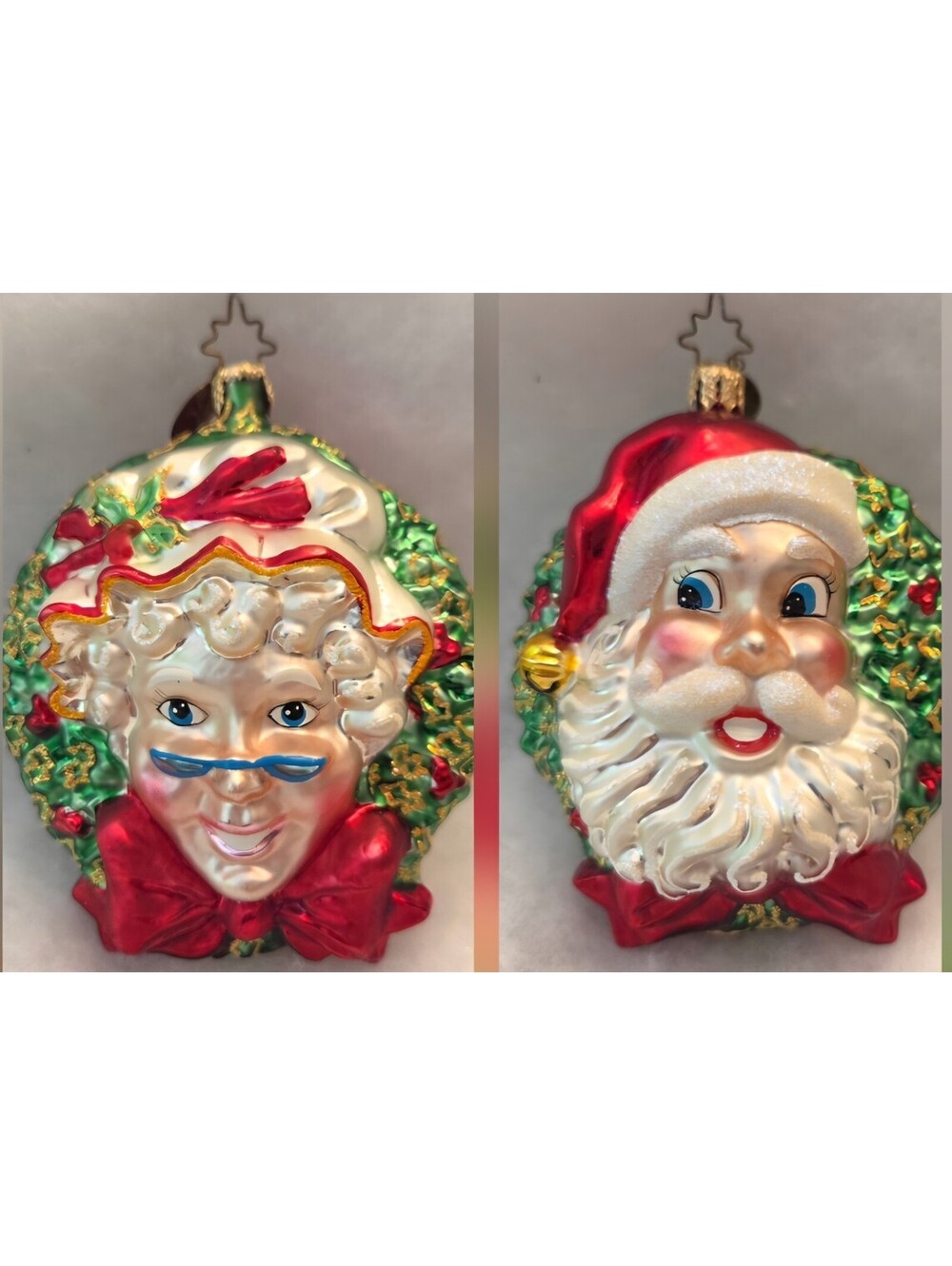 Rare Christopher Radko 2003 Mr. & Mrs. Santa Claus, 4.5", Glass Ornament, Mint